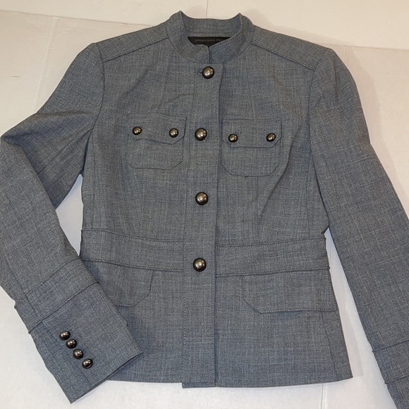 Express Design Studio Women's Heather Gray Military Suit Jacket 2 - Picture 3 of 10
